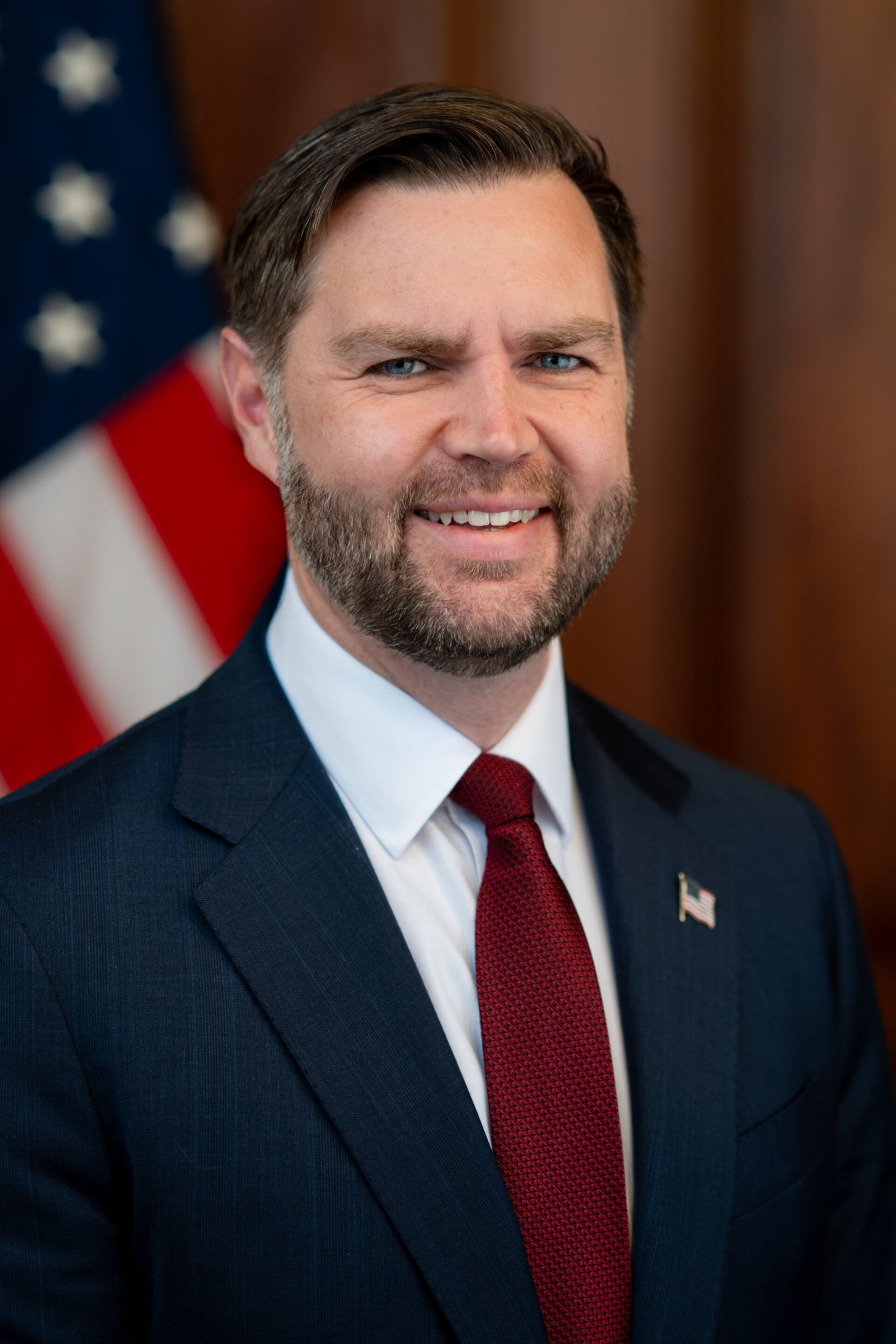 Vice President JD Vance stands for portrait in Vice President’s ceremonial office at the White House (V20260325EH 0113)