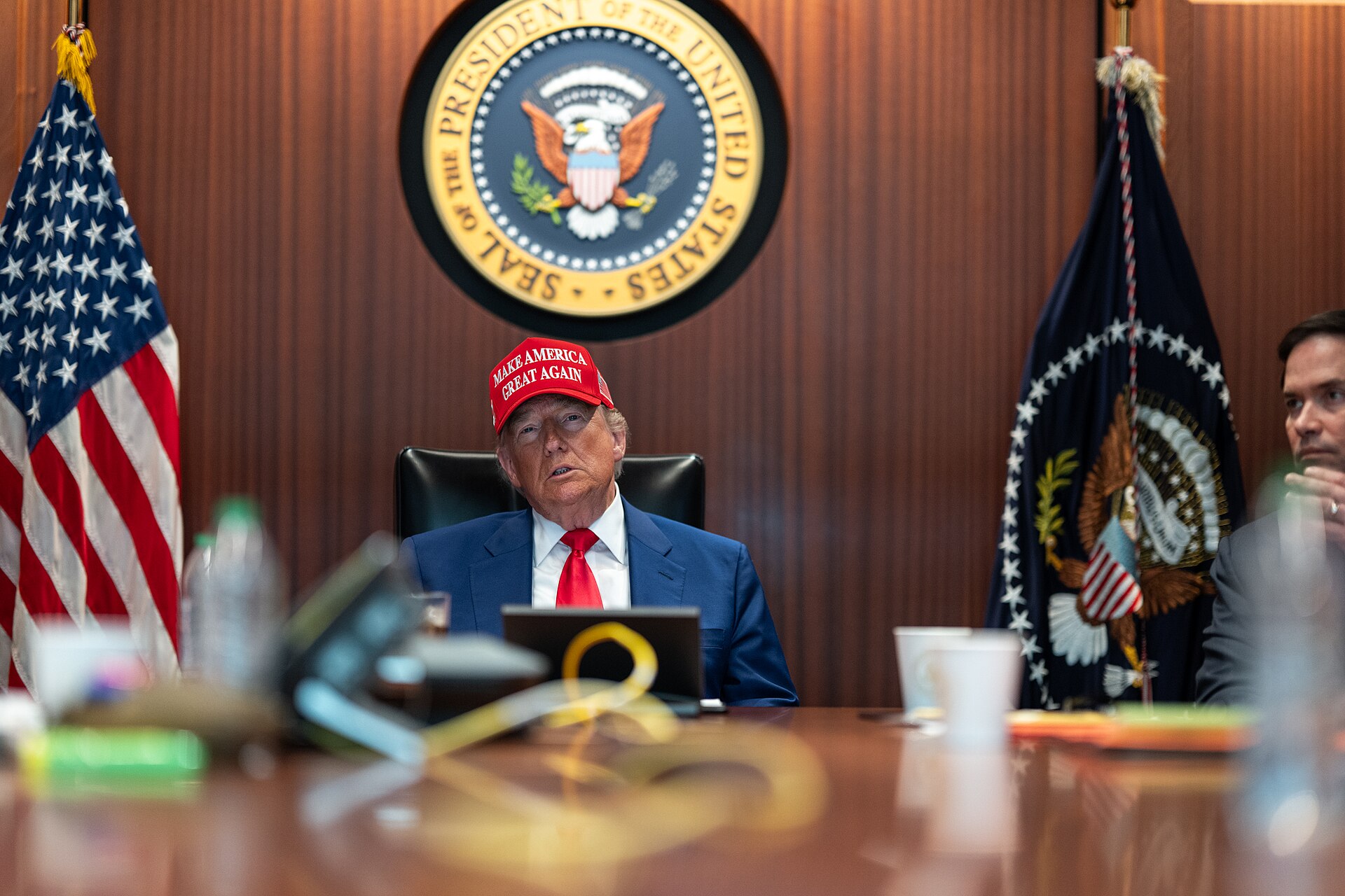 President Donald Trump and his national security team meet in the Situation Room of the White House (54608802661)