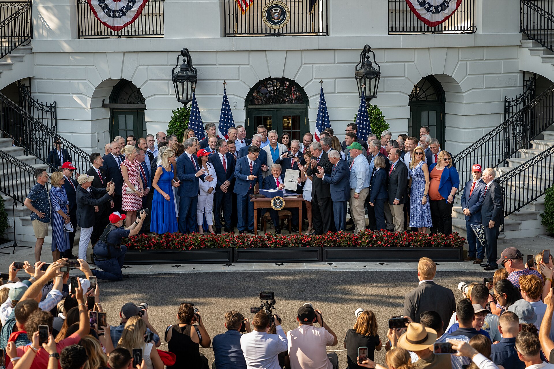 President Donald Trump signs the One Big Beautiful Bill Act on the South Lawn of the White House (54634969733)