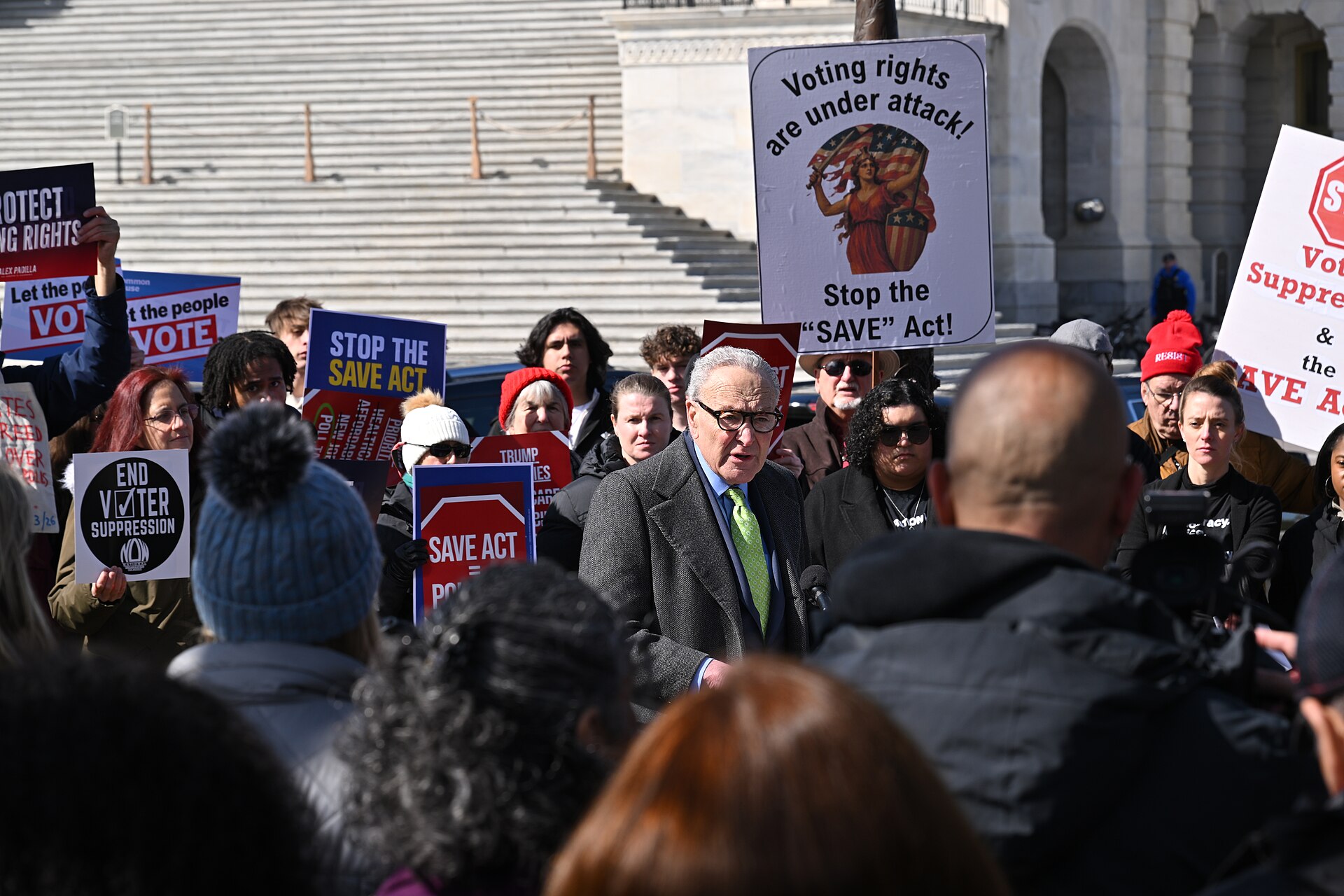 Chuck Schumer at Stop the SAVE Act rally Washington DC 2026 03 18 11 22 23 1