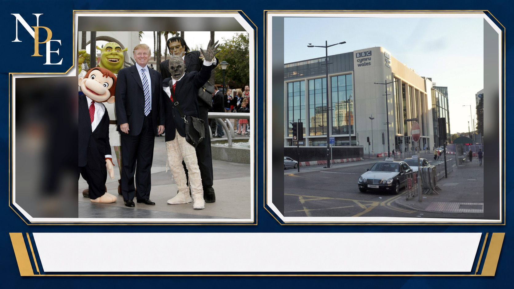 Donald Trump and BBC featured editorial graphic