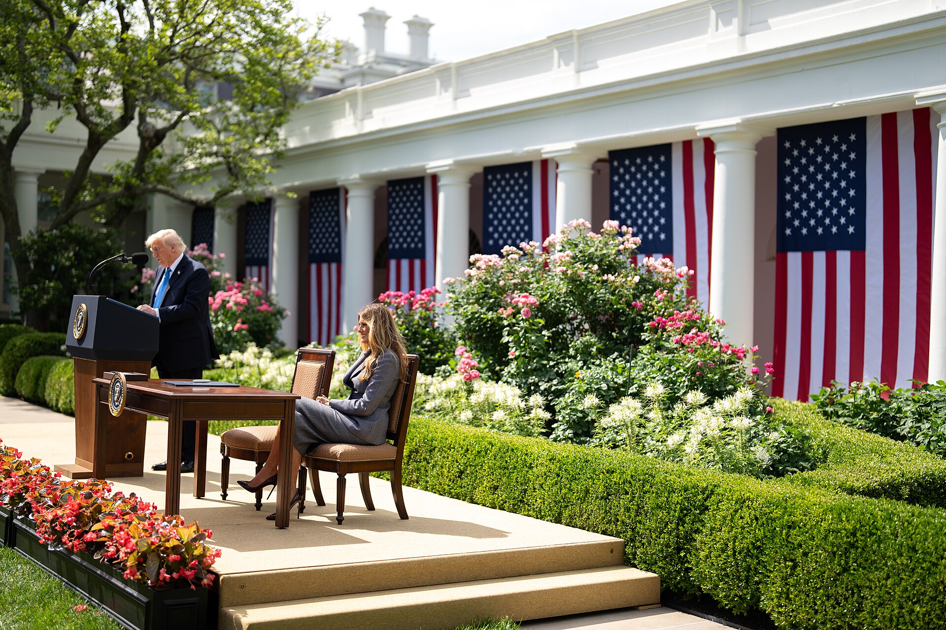 President Donald Trump and First Lady Melania Trump participate in a bill signing ceremony for the Take it Down Act (54540005383)