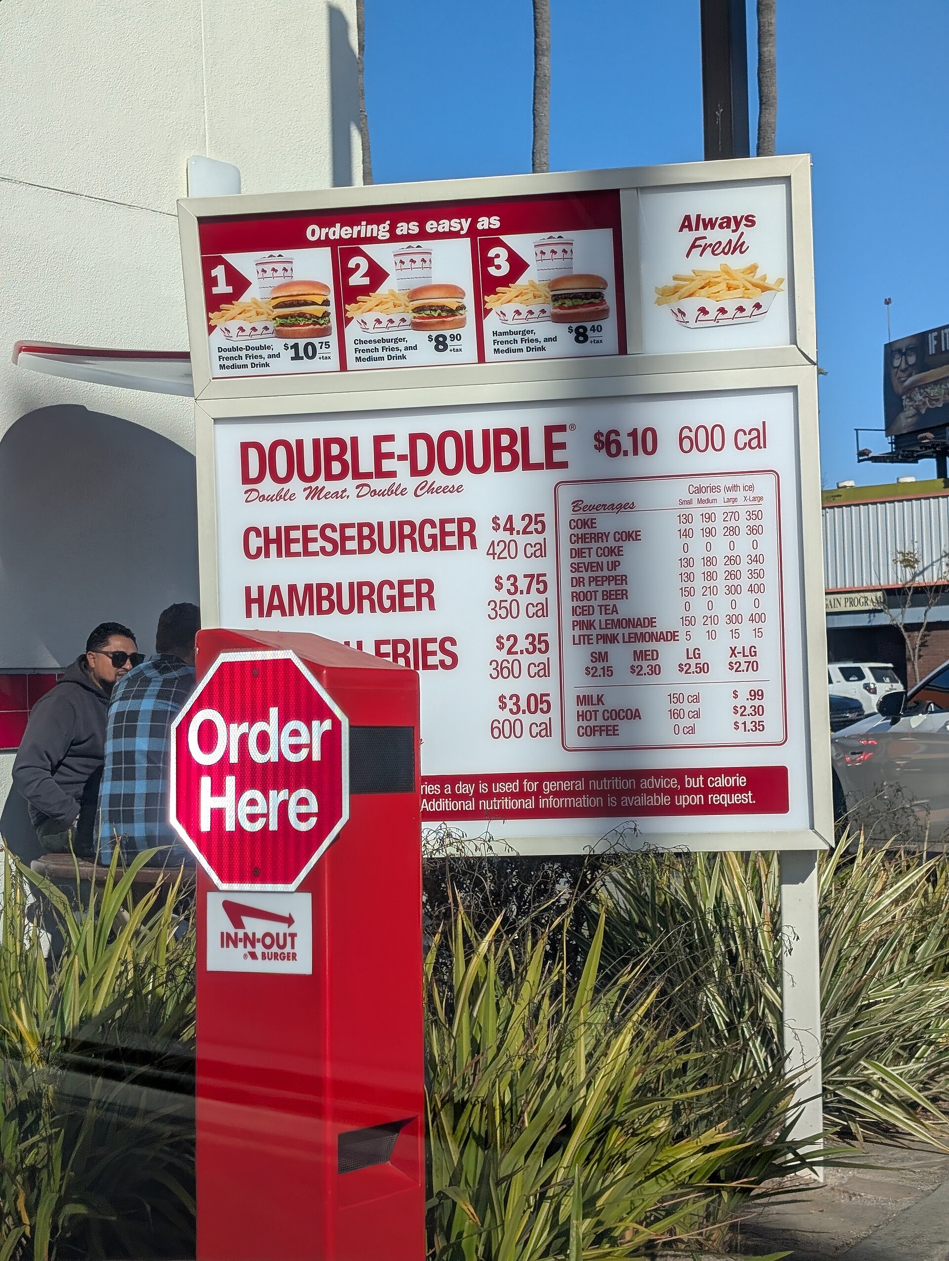 Photo of In N Out menu in drive through