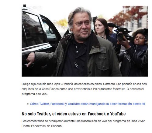 Twitter suspendió una cuenta al exestratega jefe de la Casa Blanca, Steve Bannon, luego de que sugiriera que el Dr. Anthony Fauci y el director del FBI, Christopher Wray, deberían ser decapitados. Sus comentarios se hicieron en un video publicado en sus