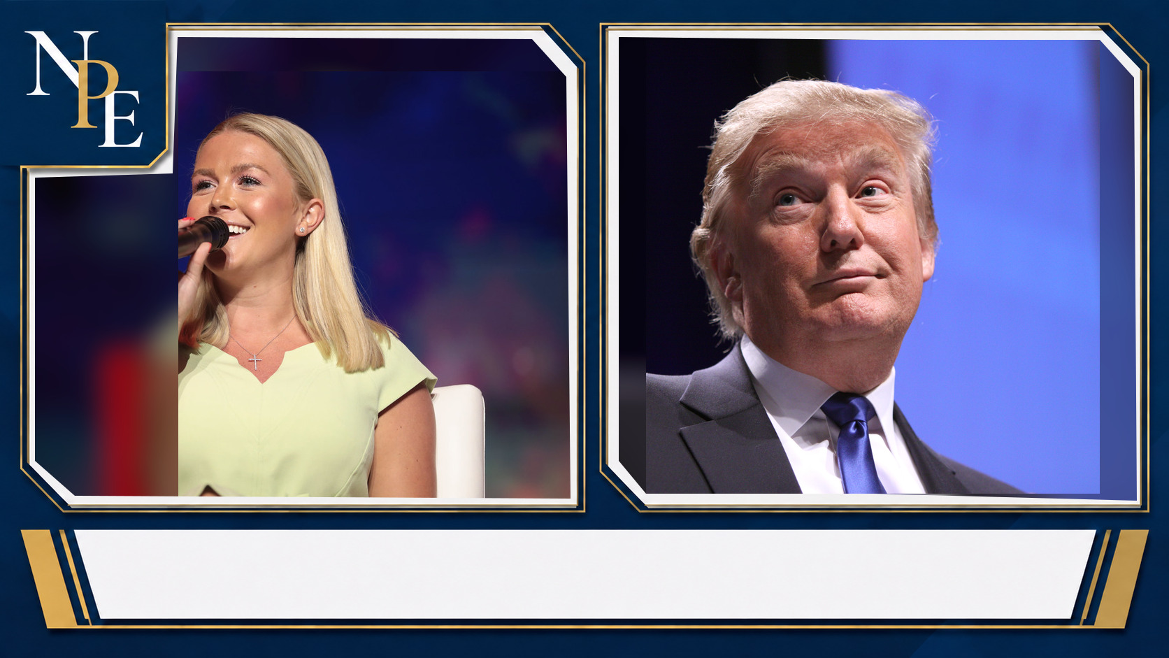 Karoline Leavitt and Donald Trump featured editorial graphic