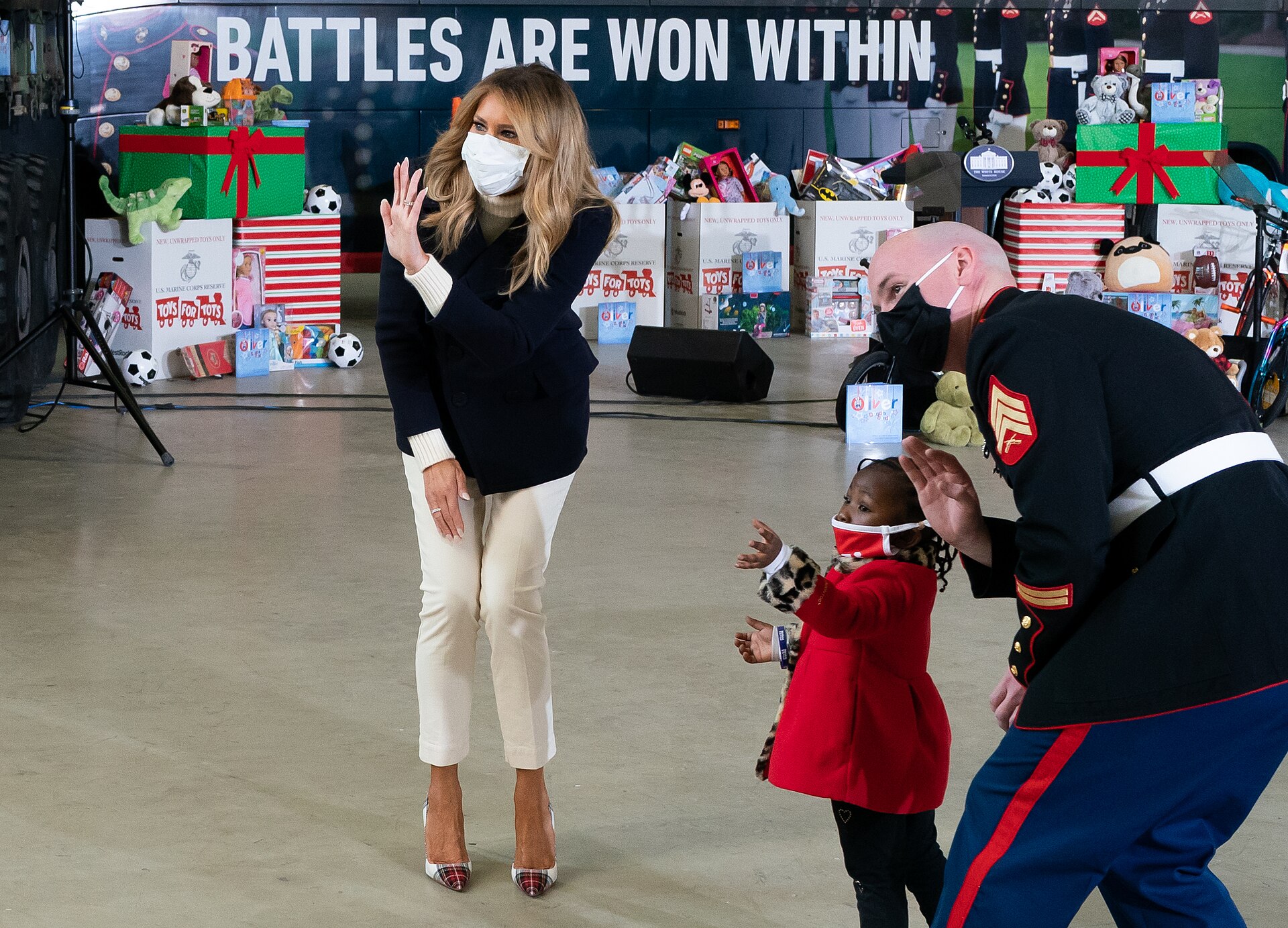 First Lady Melania Trump Participates in a Toys for Tots Christmas Event (50722783493)
