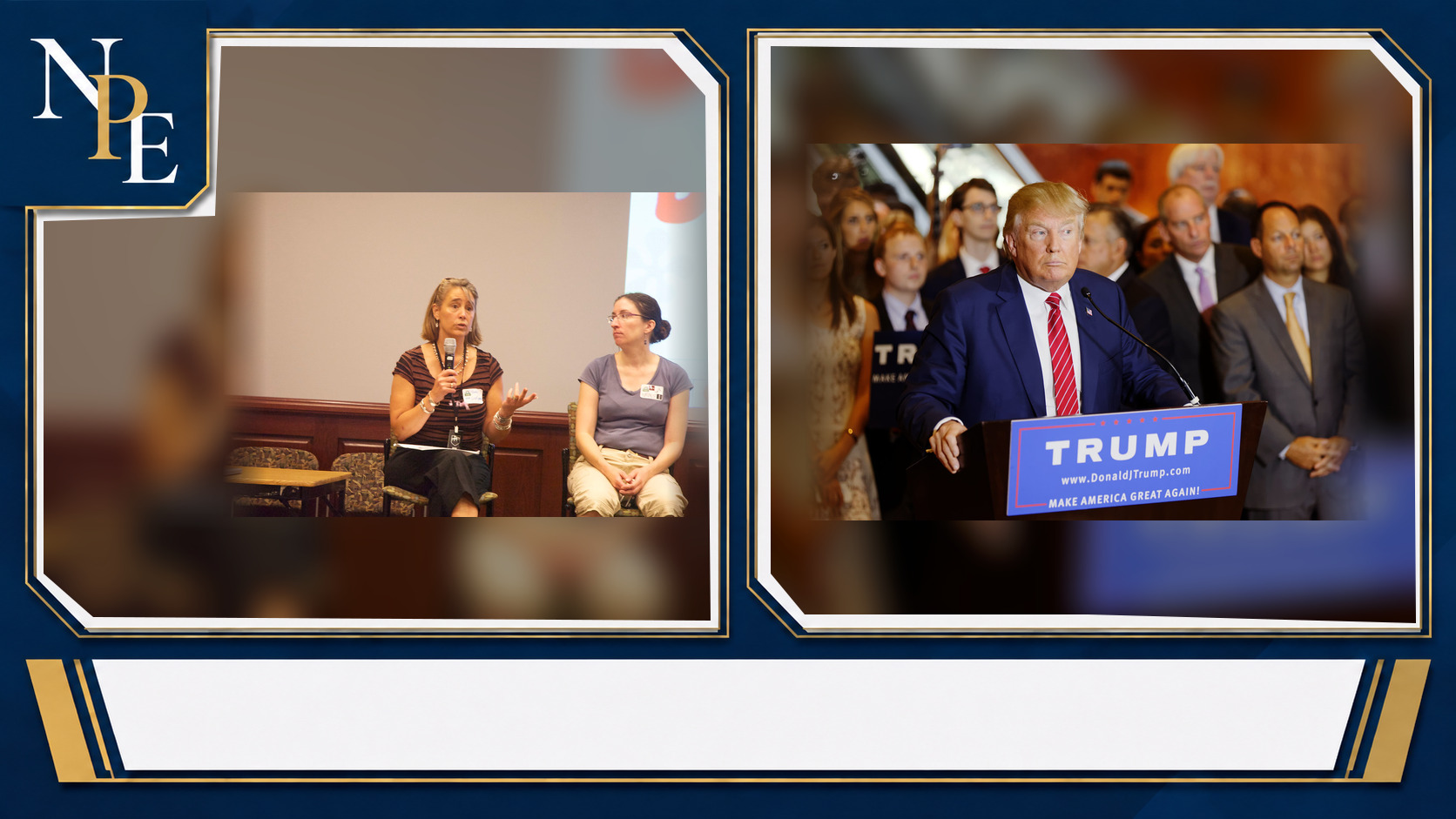 Natalie Harp and Donald Trump featured editorial graphic