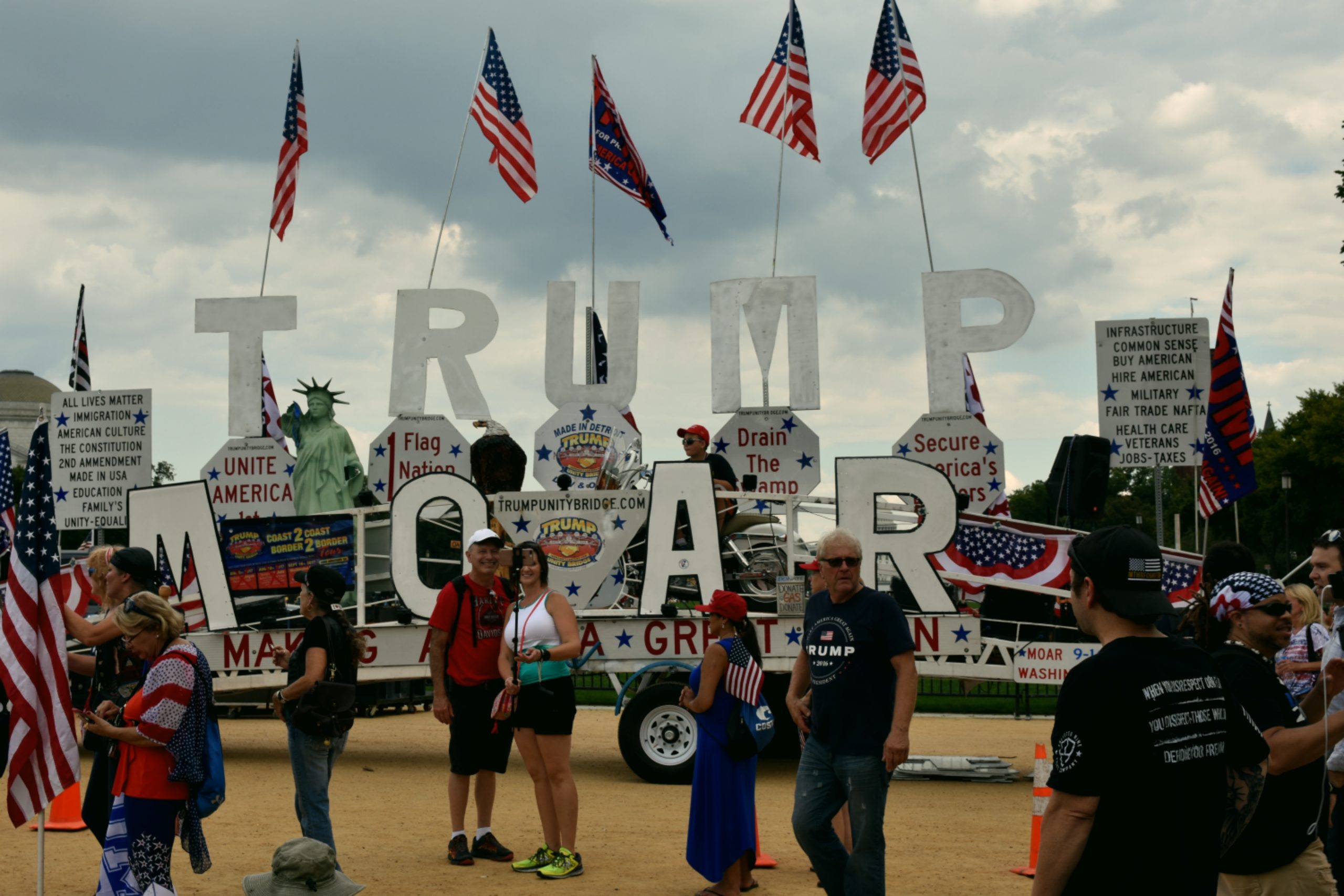 WASHINGTON DC, SEPT 16 2017: The "Mother of All Rallies" event in support of Donald Trump draws a small group to the National Mall.