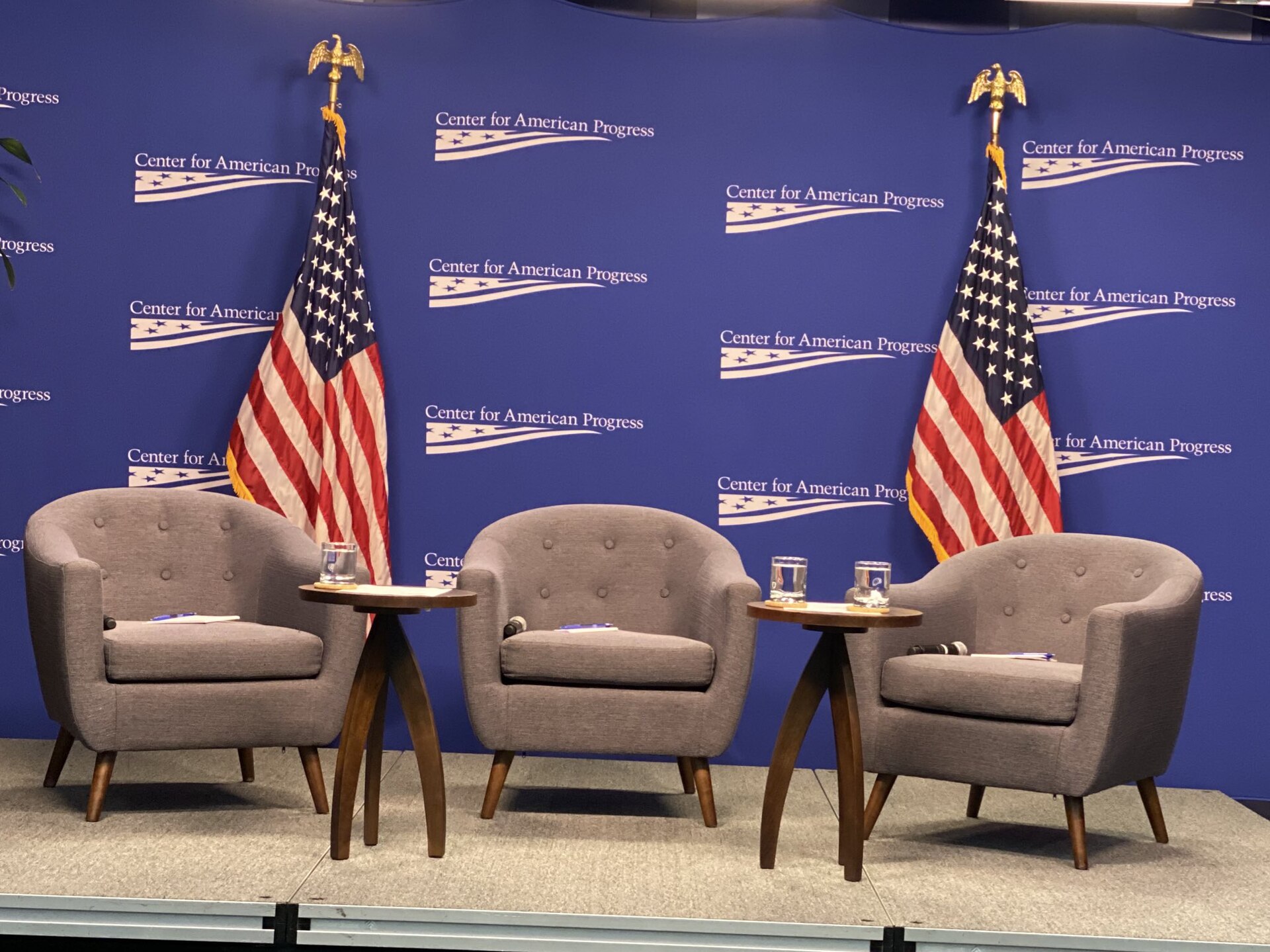 Set up for talk at the Center for American progress in 2019