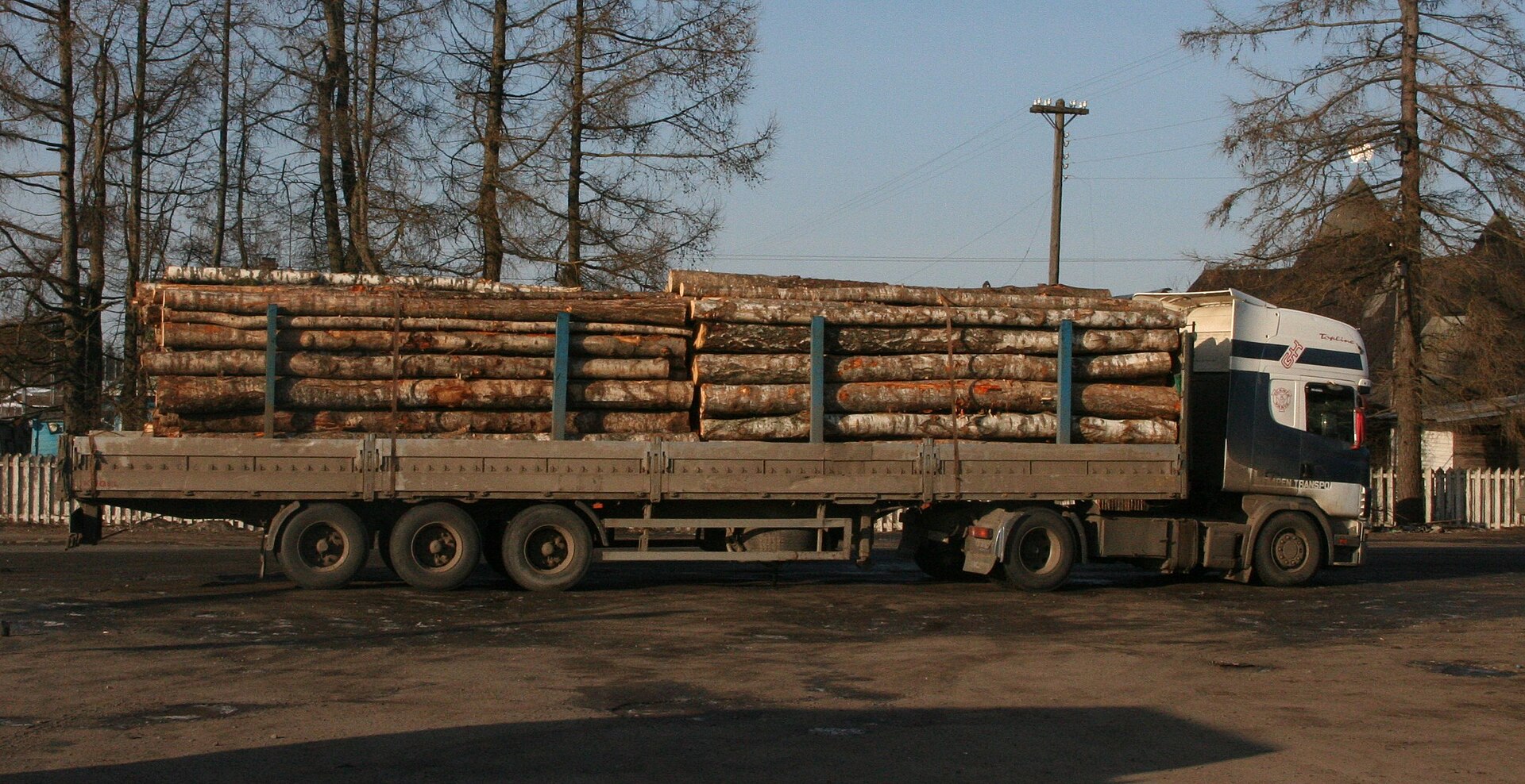 Russian timber semi trailer truck