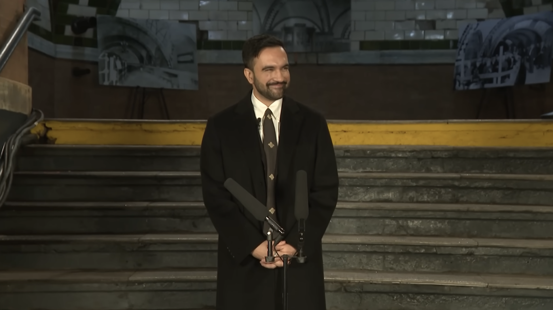 Still from swearing in of Zohran Mamdani as Mayor of the City of New York, City Hall Station 01