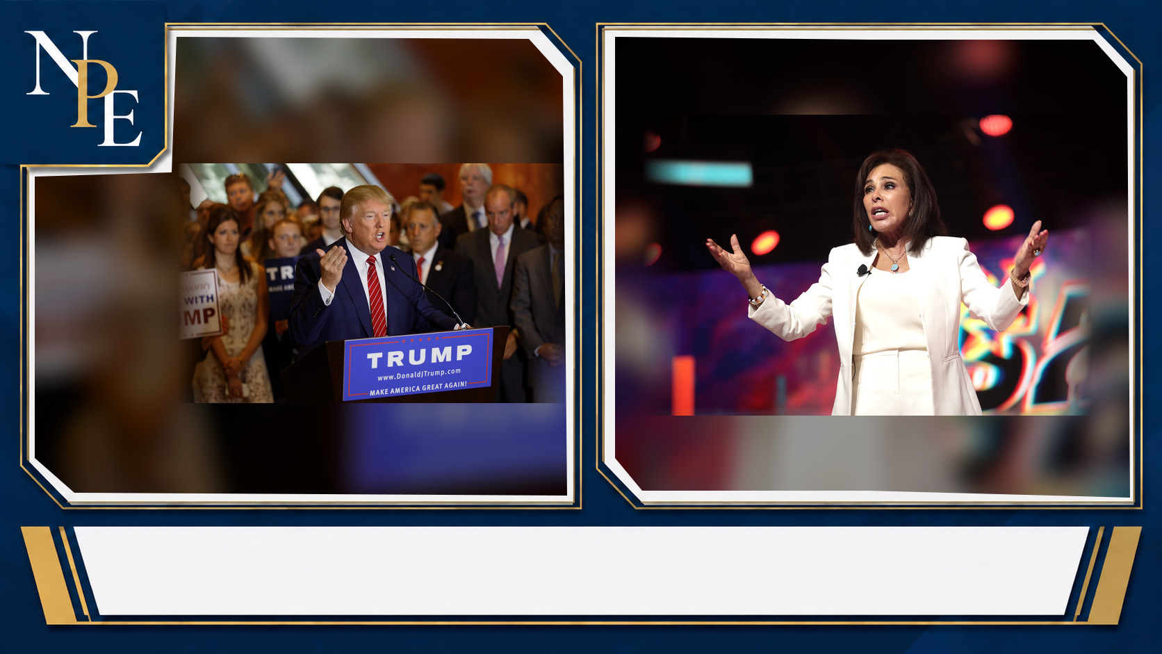 Donald Trump and Jeanine Pirro featured editorial graphic
