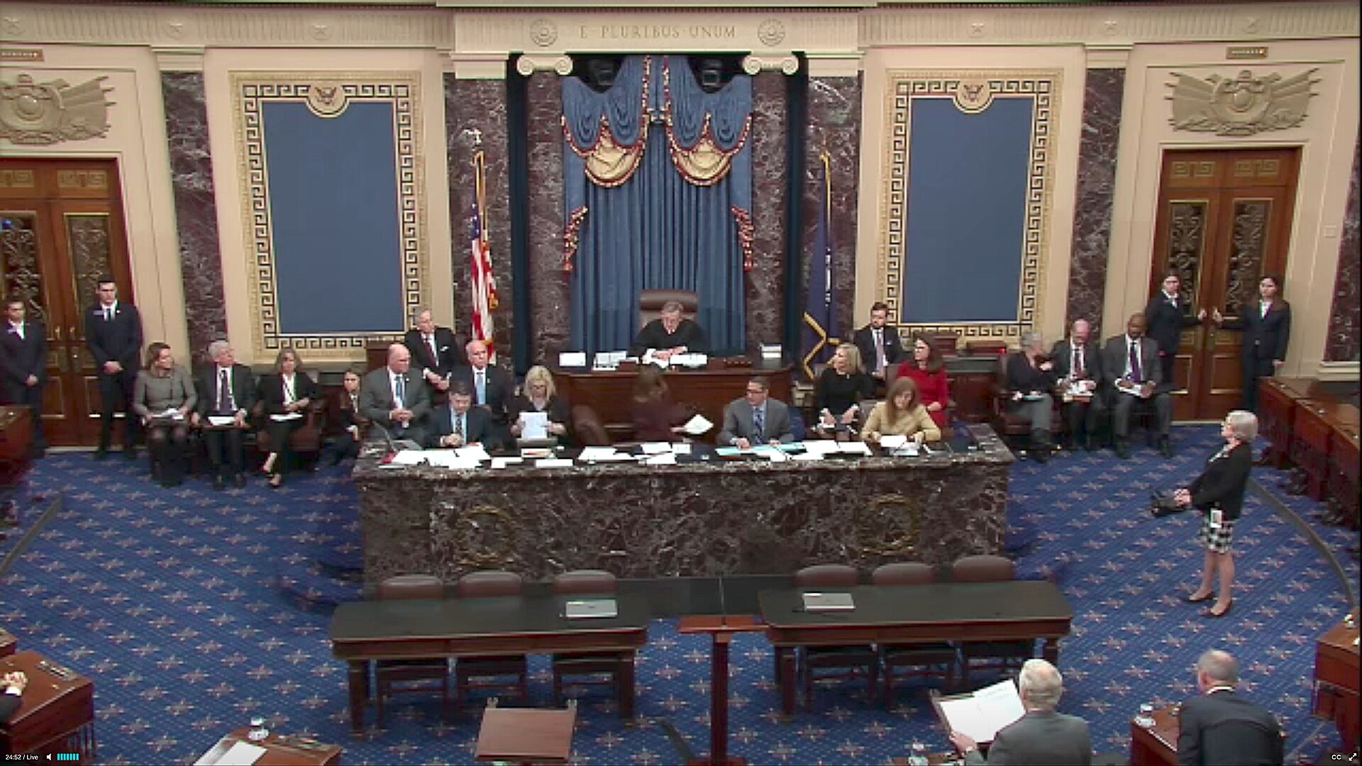 Chief Justice John Roberts presides over the impeachment trial of Donald Trump