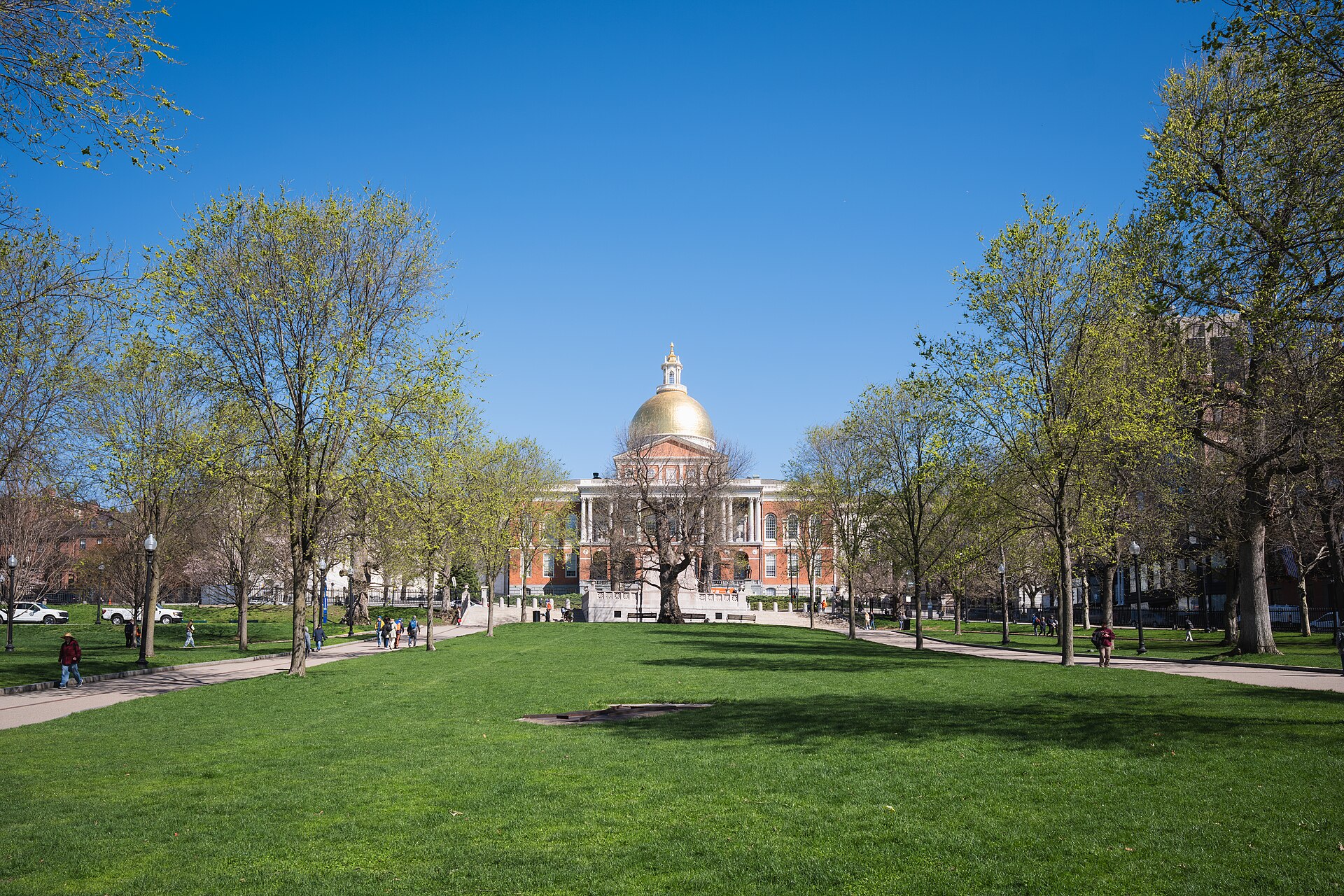 Massachusetts State House from Boston Common, Boston, Massachusetts