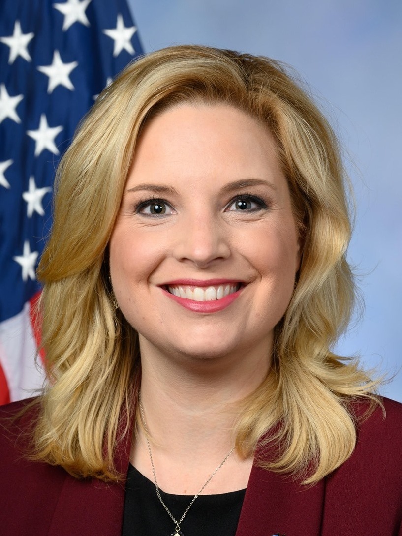 Ashley Hinson, official portrait, 117th Congress (cropped)
