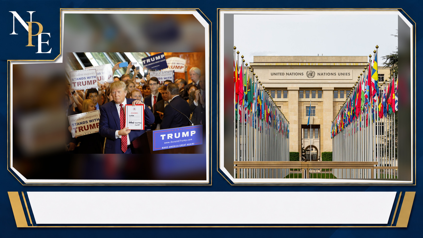 Donald Trump and United Nations featured editorial graphic