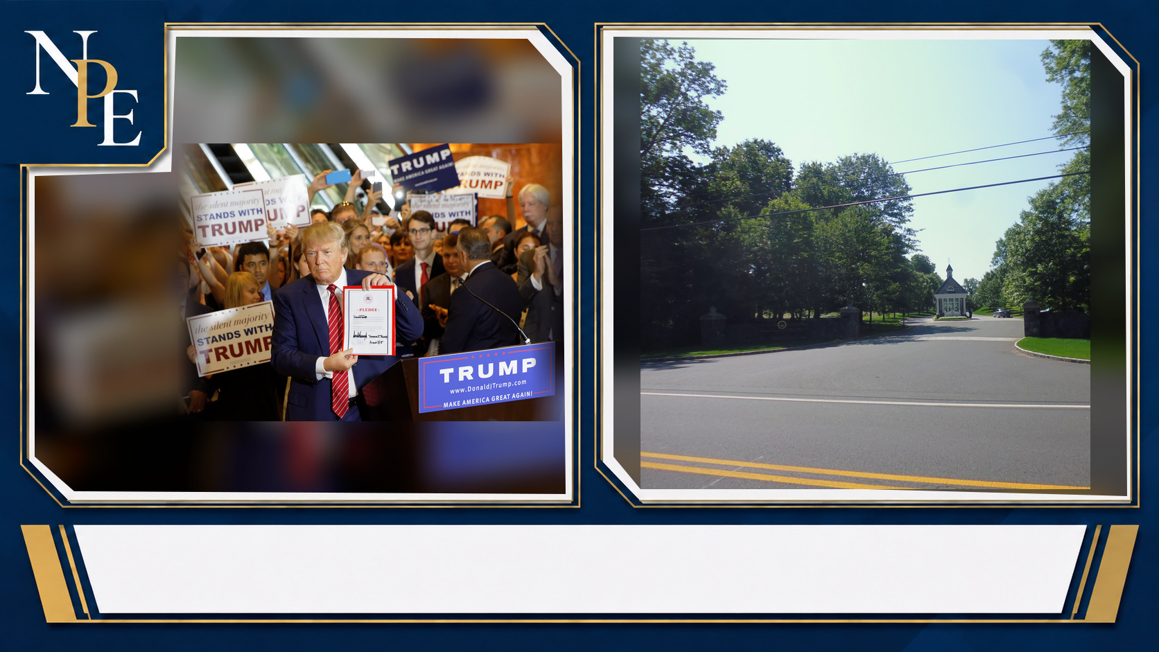 Donald Trump and Trump National Golf Club Bedminster featured editorial graphic