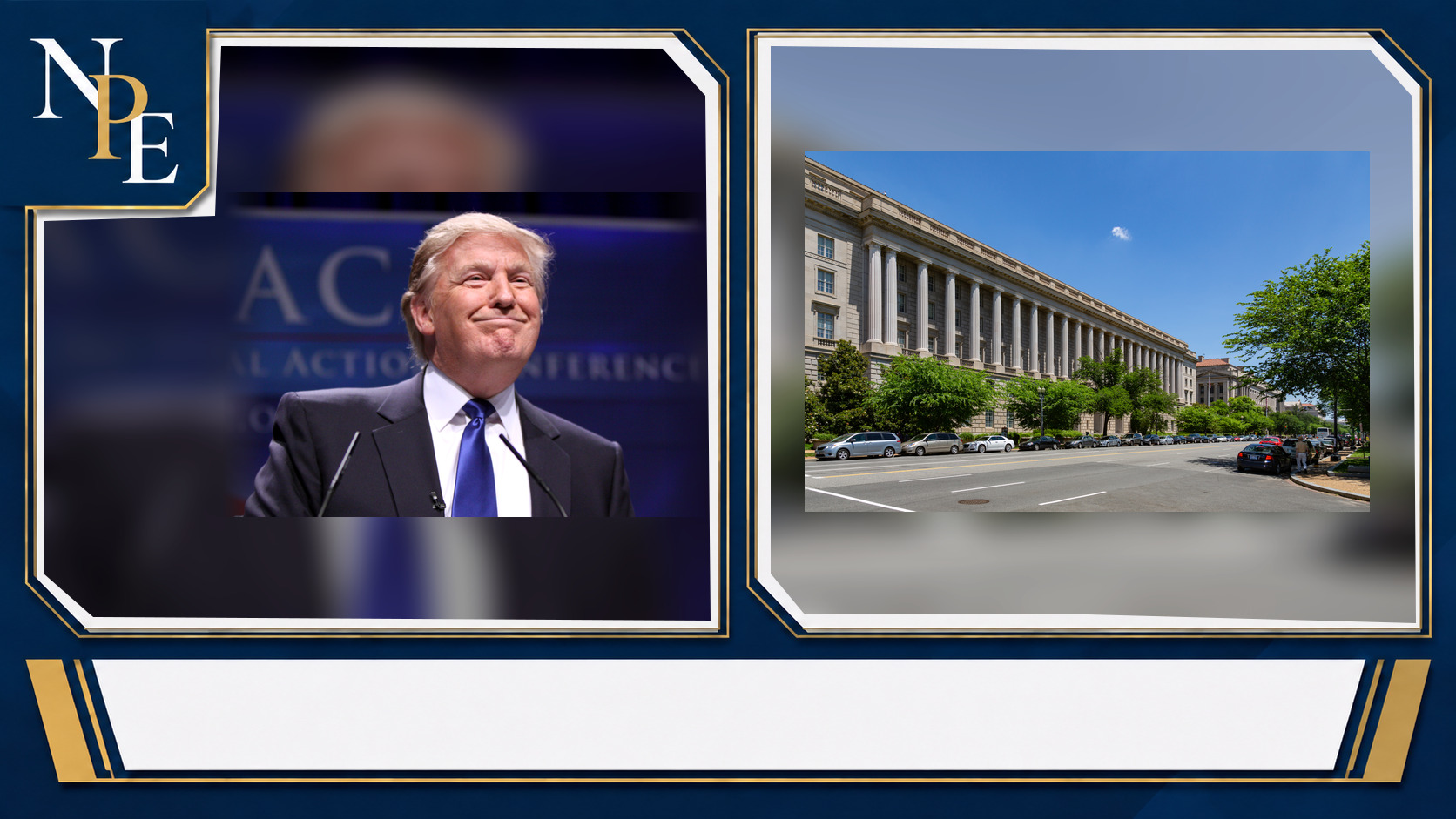 Donald Trump and Internal Revenue Service featured editorial graphic