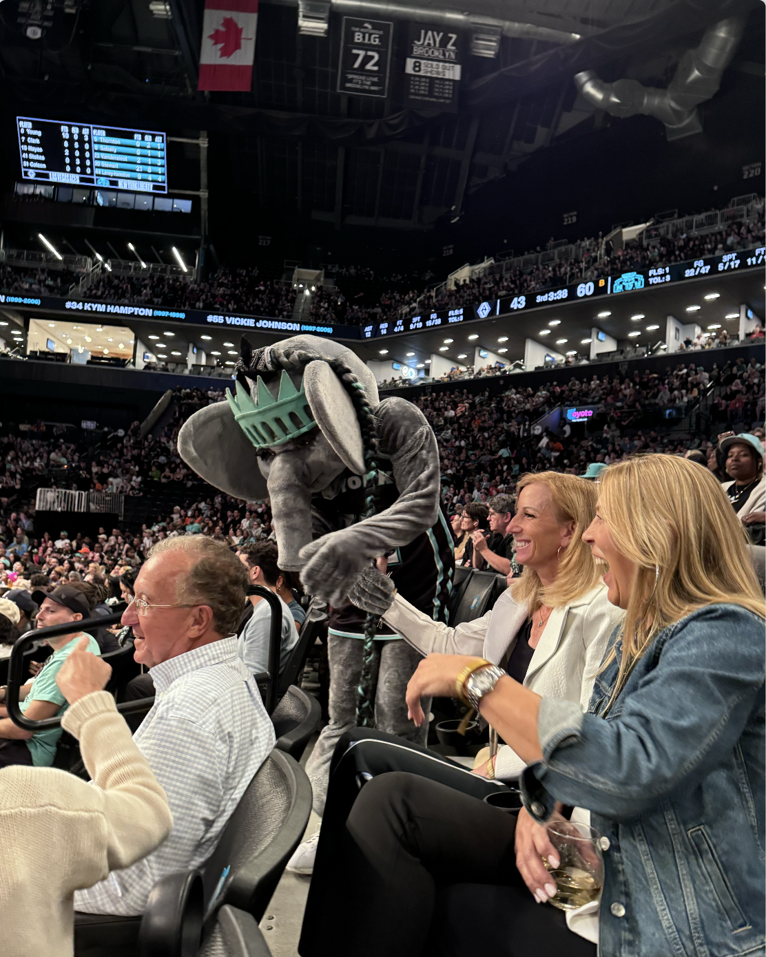 WNBA Commissioner Cathy Engelbert with Ellie The Elephant 2024 09 08 at