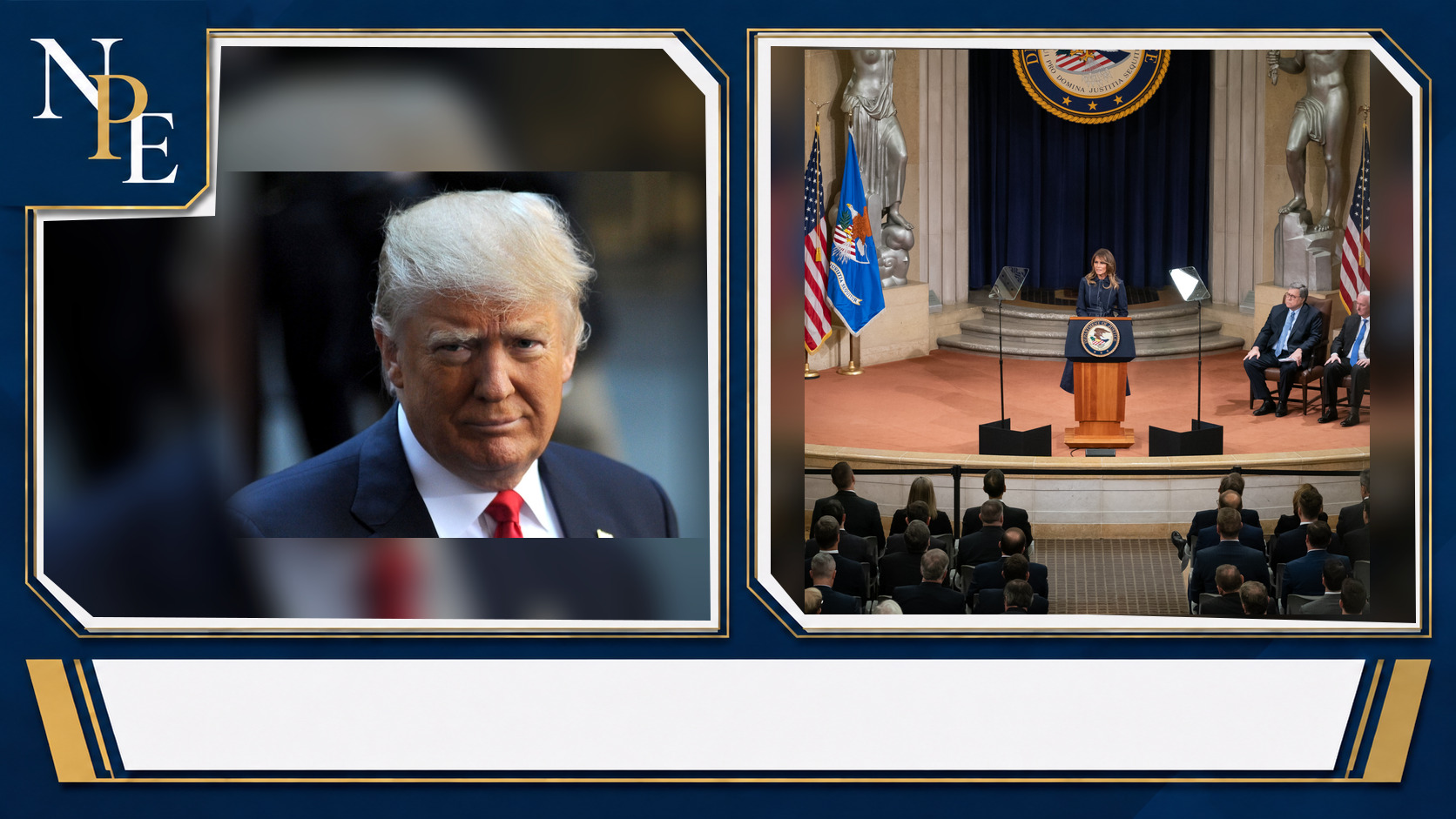 Donald Trump and U.S. Department of Justice featured editorial graphic